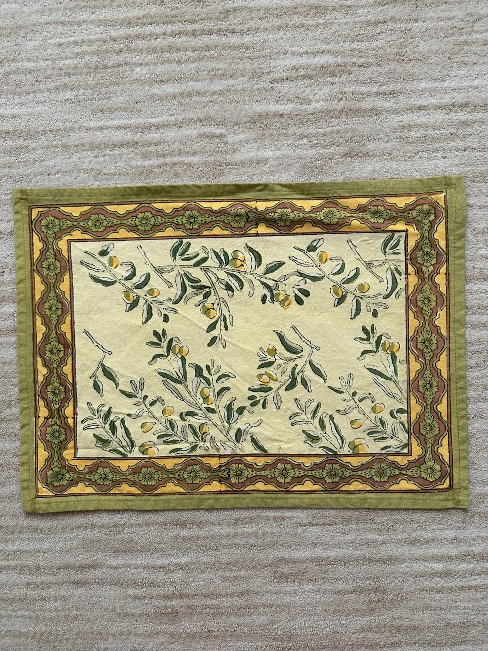 Set of 4 Couleur Nature Olive Tree Placemats Yellow/Green Designed by Bruno Lamy